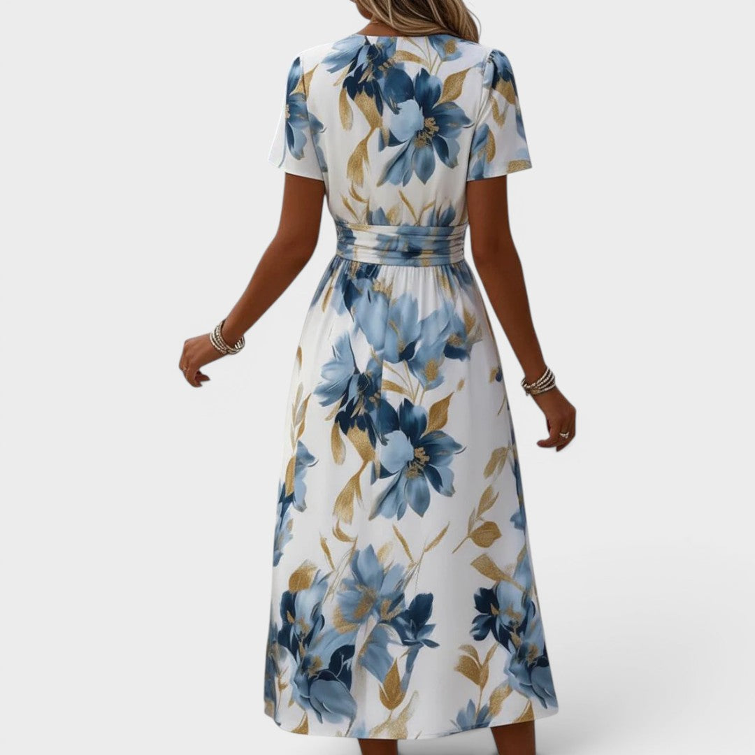 Adriana – Floral Wrap Waist Midi Dress