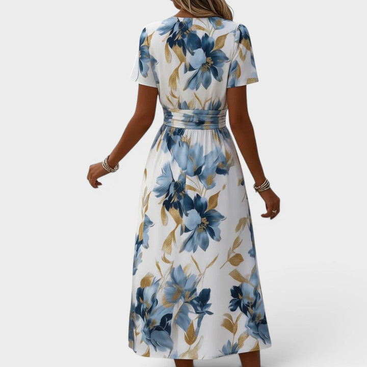 Adriana – Floral Wrap Waist Midi Dress