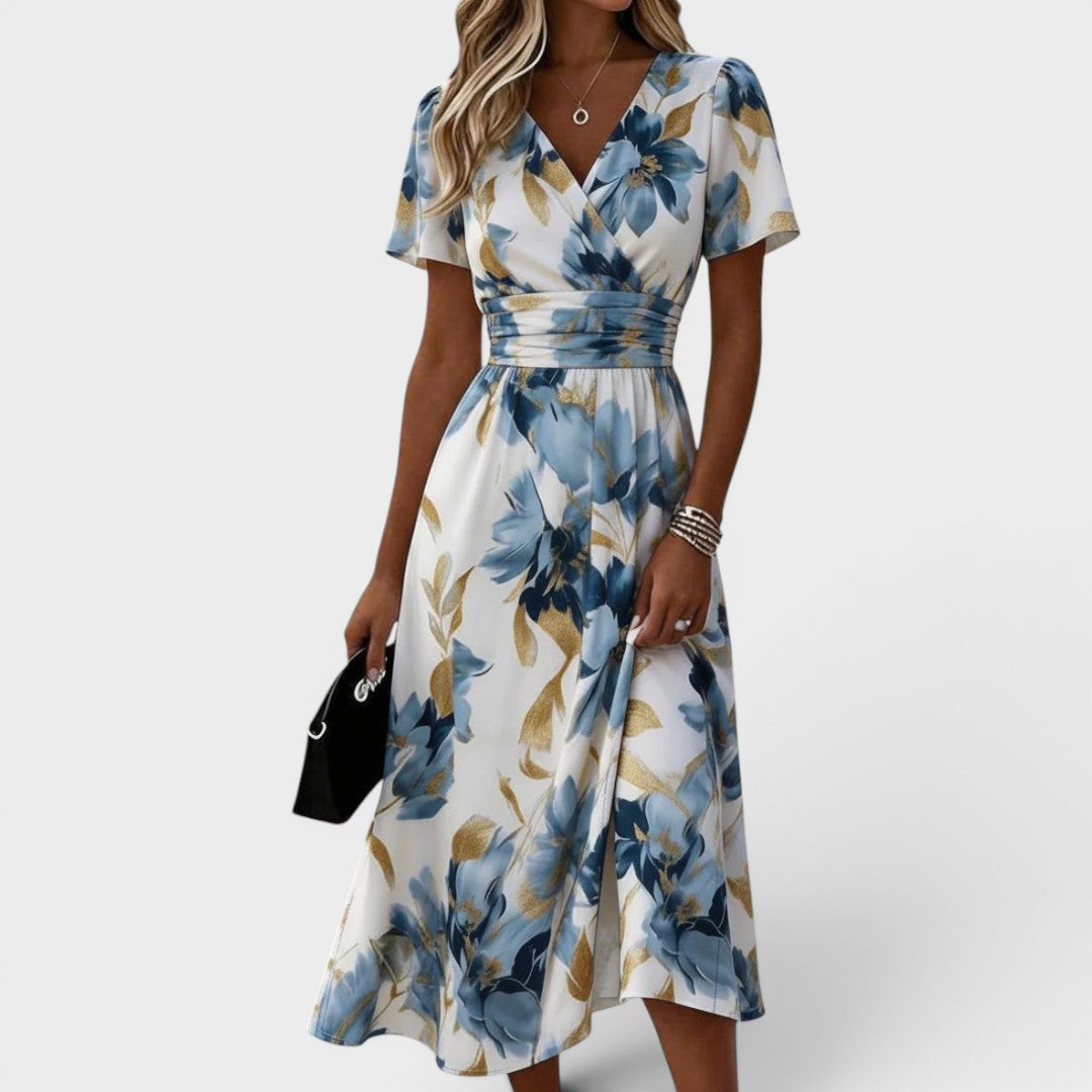 Adriana – Floral Wrap Waist Midi Dress