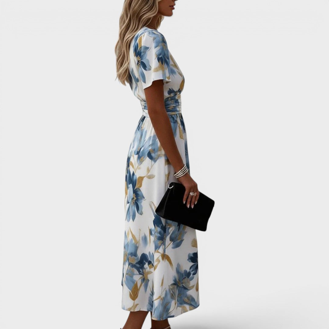 Adriana – Floral Wrap Waist Midi Dress