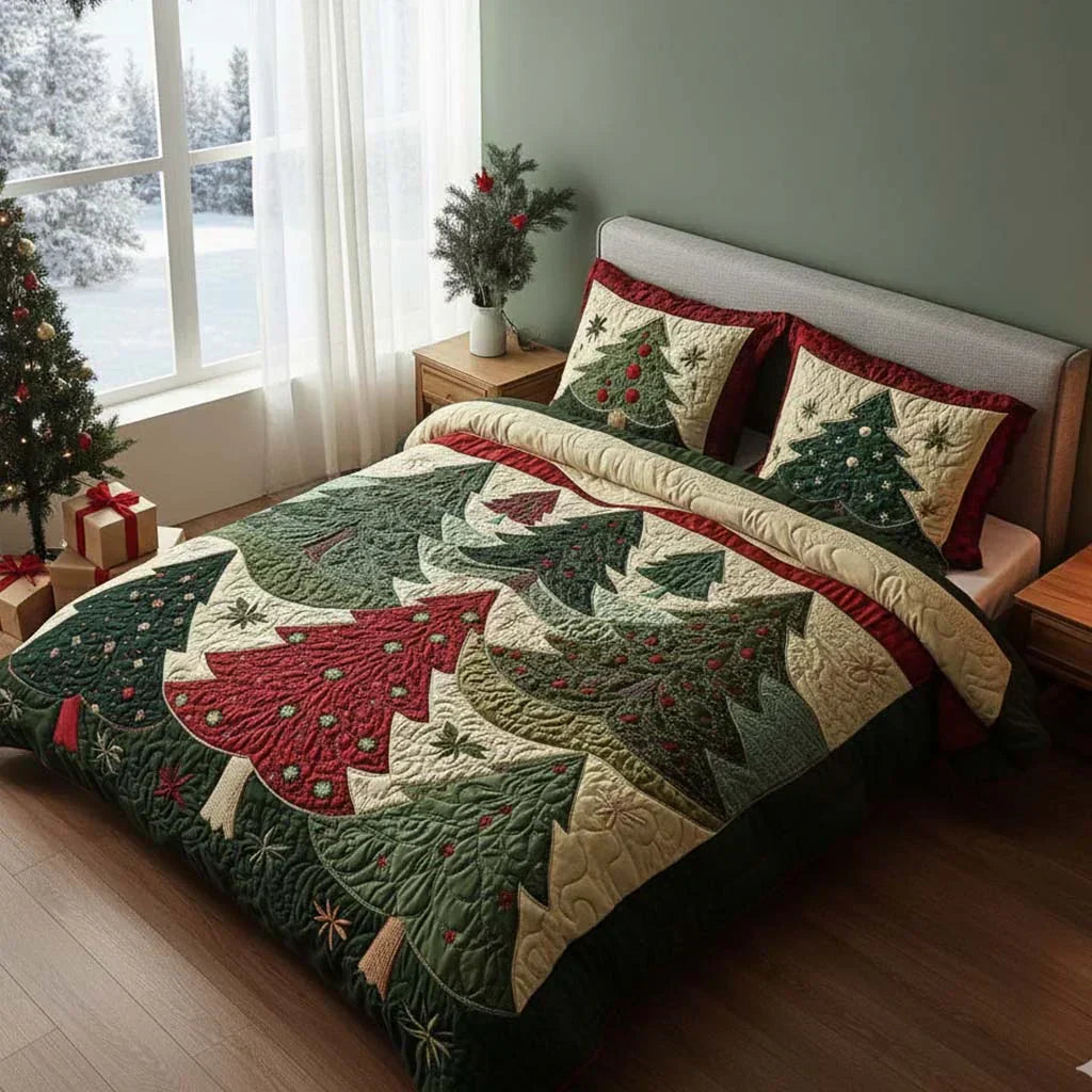 Christmas Forest 3-Piece Quilted Bedding Set