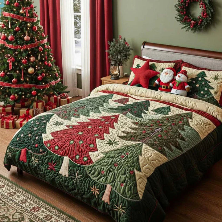 Christmas Forest 3-Piece Quilted Bedding Set