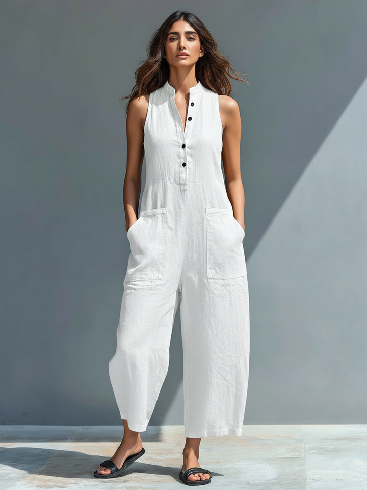 Claire – Linen Blend Sleeveless Jumpsuit
