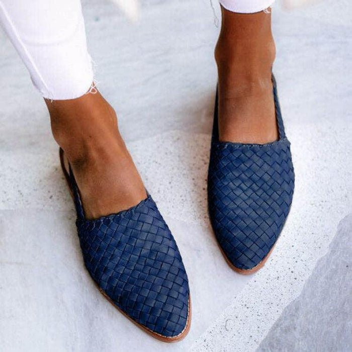 Tavira Woven Faux Leather Flats Cushioned Insole Flexible Sole