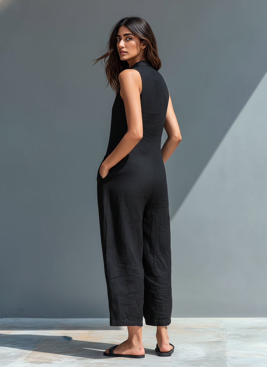 Claire – Linen Blend Sleeveless Jumpsuit