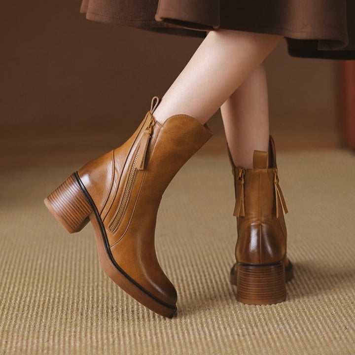 Selene Leather Ankle Boots – Brown
