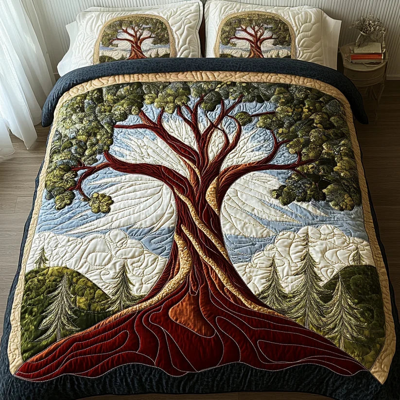 Tree of Life 3-Piece Quilted Bedding Set
