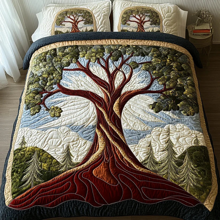 Tree of Life 3-Piece Quilted Bedding Set