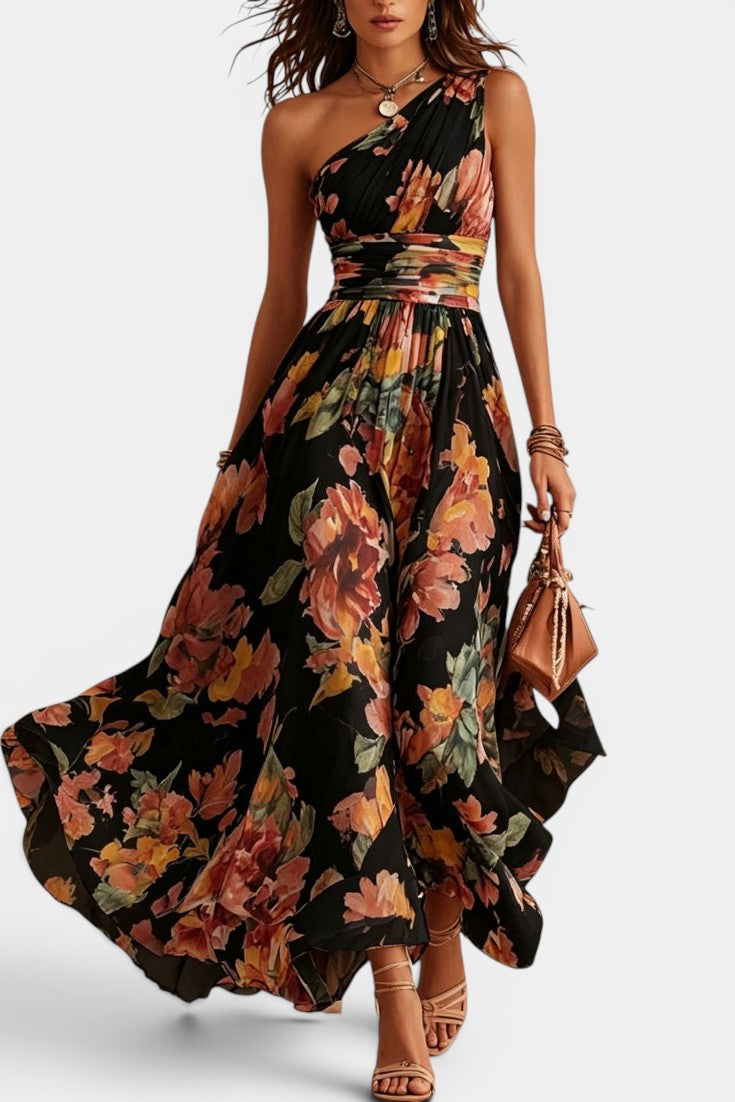 Michelle One-Shoulder Floral Maxi Dress