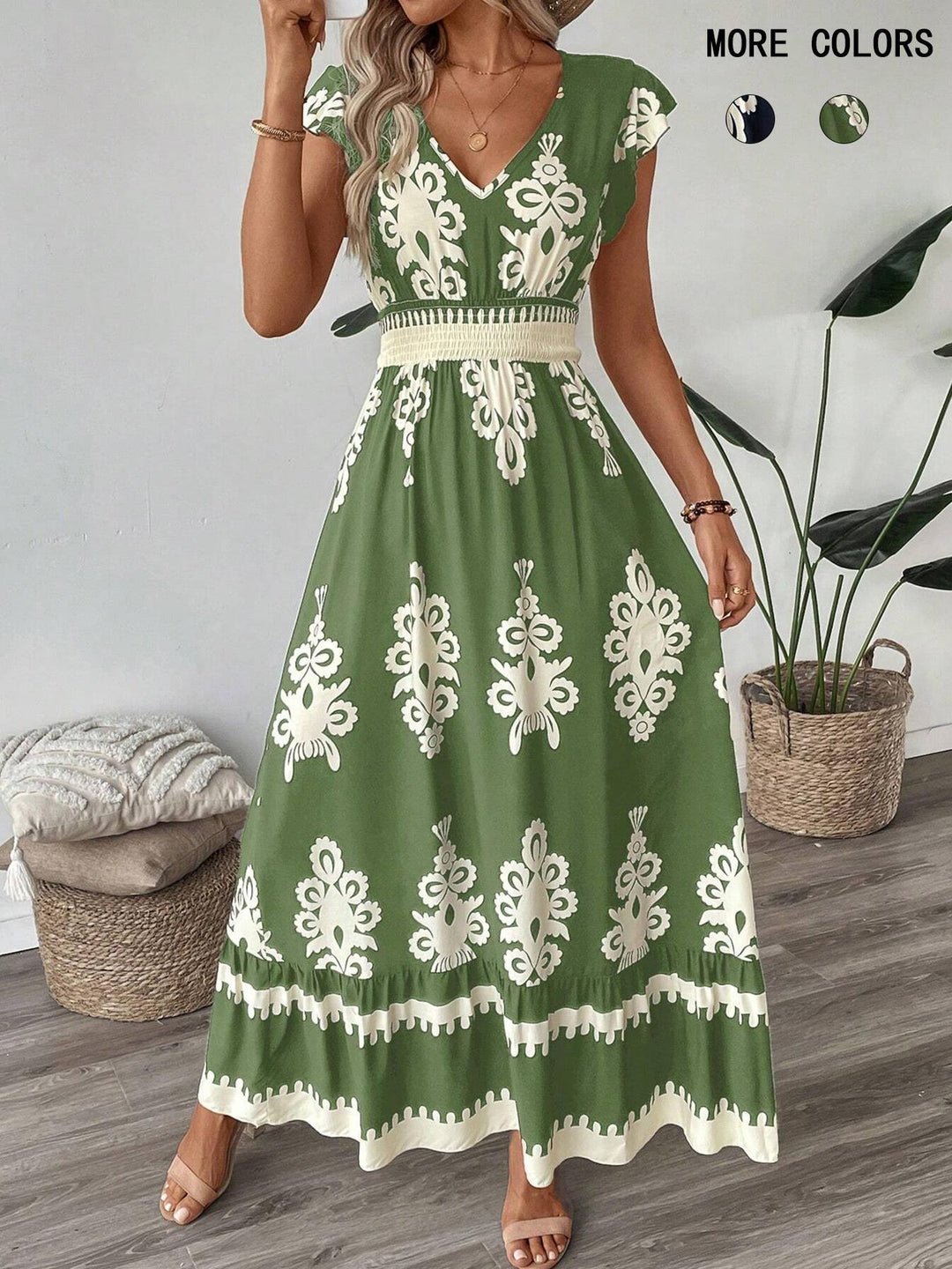 2025 cross-border Europe and the United States summer new women's clothing Amazon best selling beach skirt holiday style printed dress