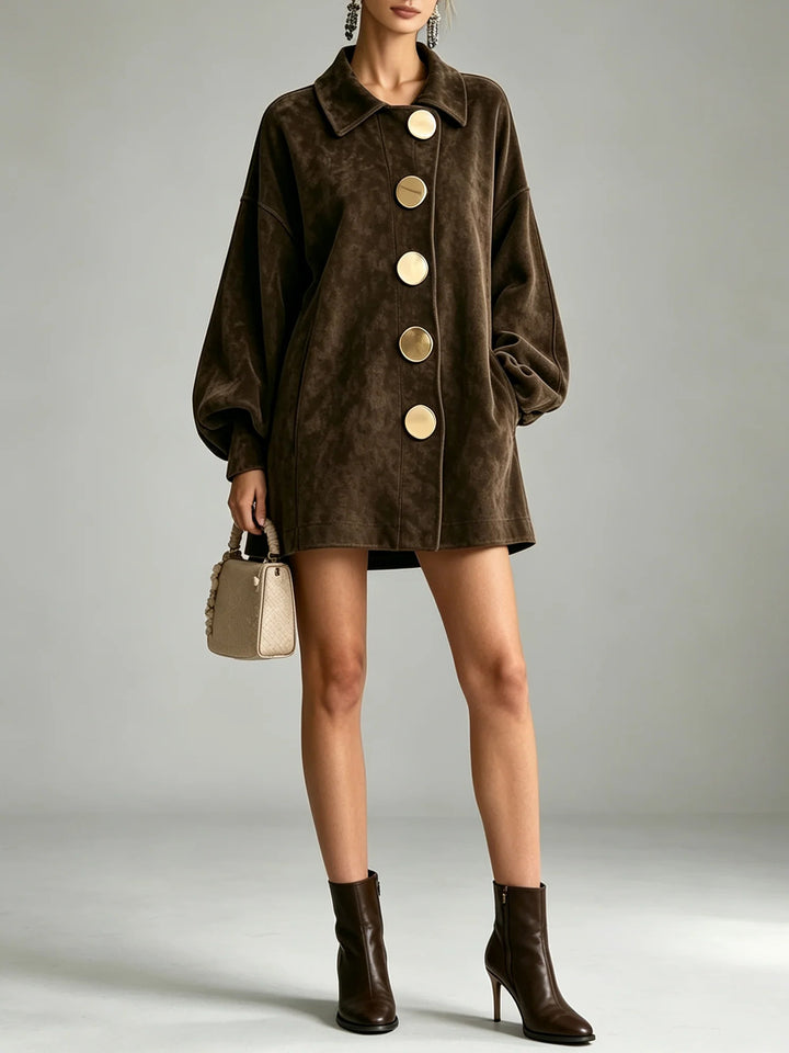 Margot Suede-Look Button Jacket
