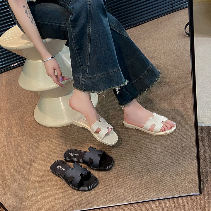 Sana Rhinestone Flat Slide Sandals