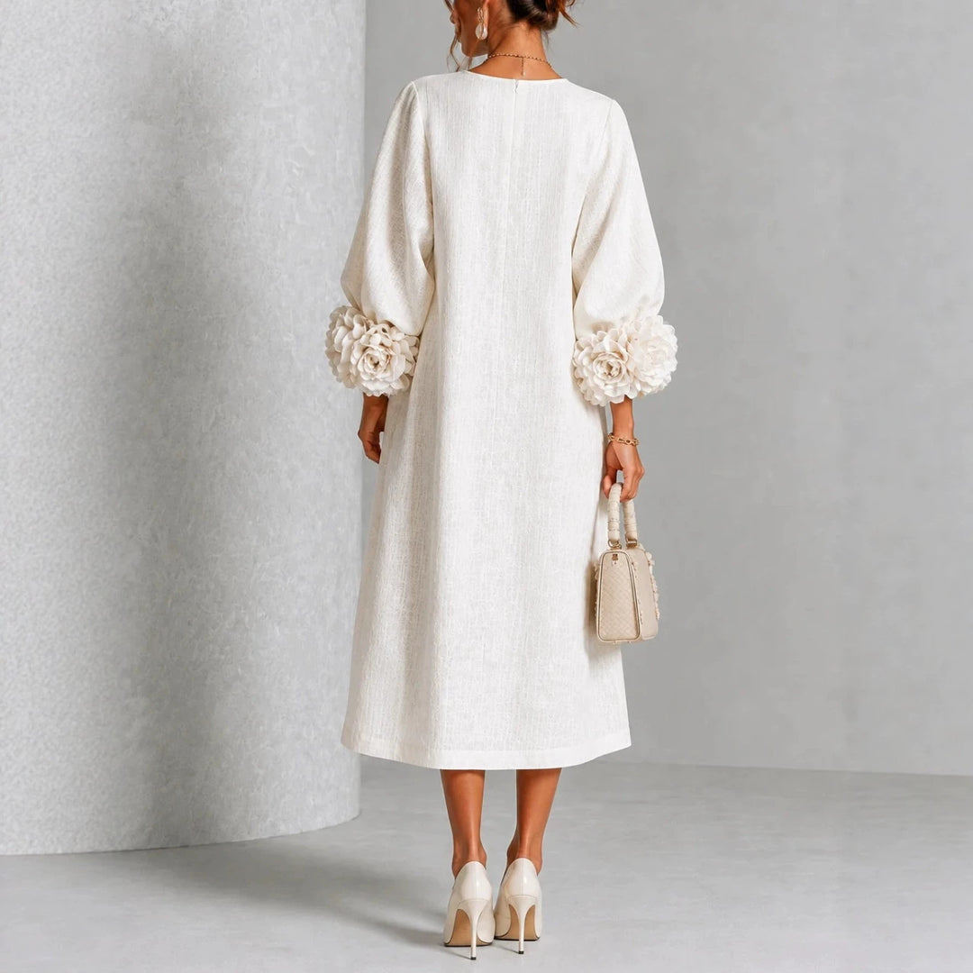 Theodosia Rosette-Cuff Button Midi Dress