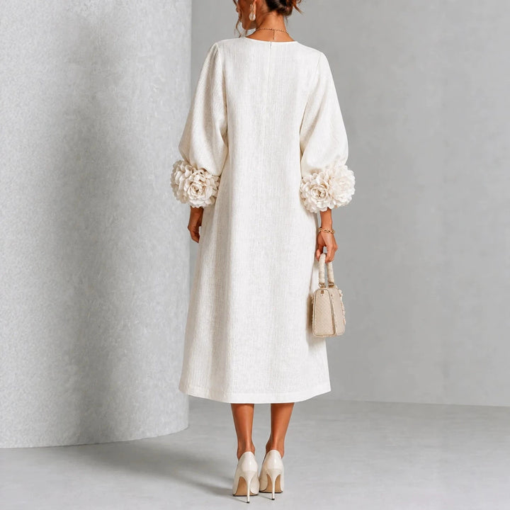 Theodosia Rosette-Cuff Button Midi Dress