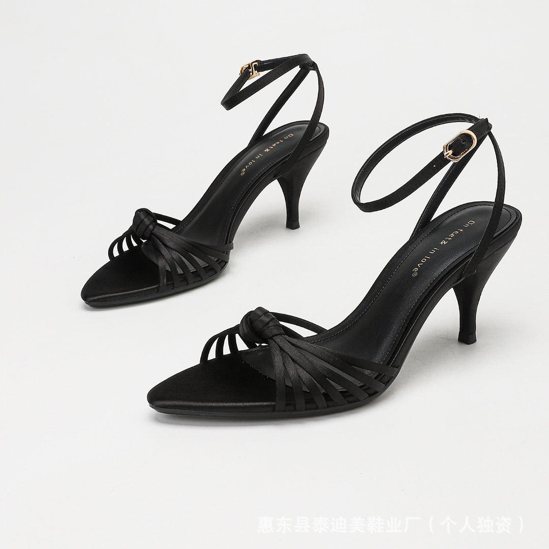 Elegant Twist-Knot Ankle Strap Stiletto Sandals