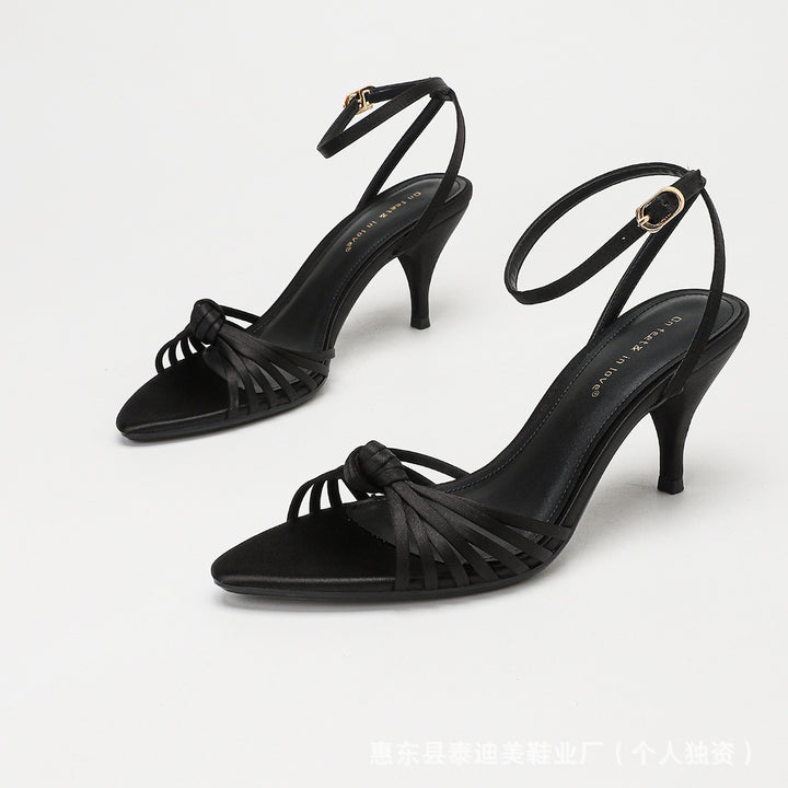 Elegant Twist-Knot Ankle Strap Stiletto Sandals