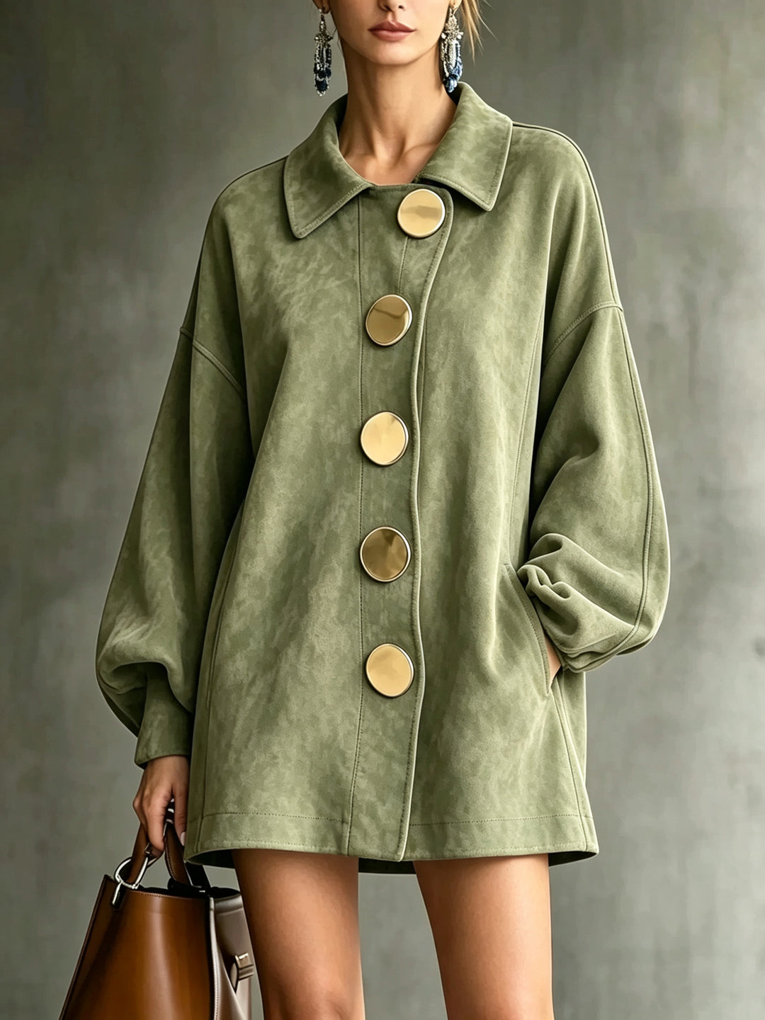 Margot Suede-Look Button Jacket