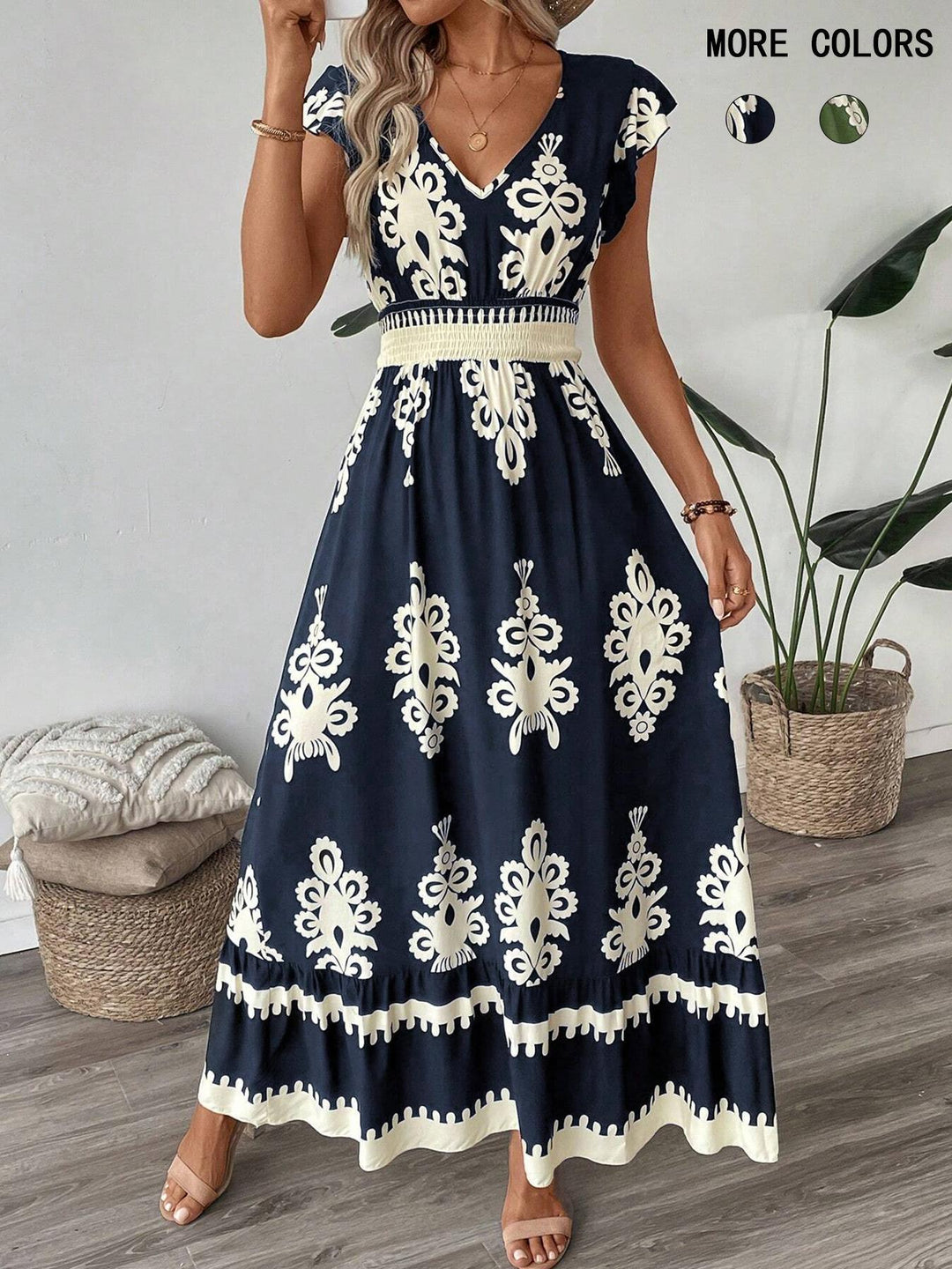 2025 cross-border Europe and the United States summer new women's clothing Amazon best selling beach skirt holiday style printed dress
