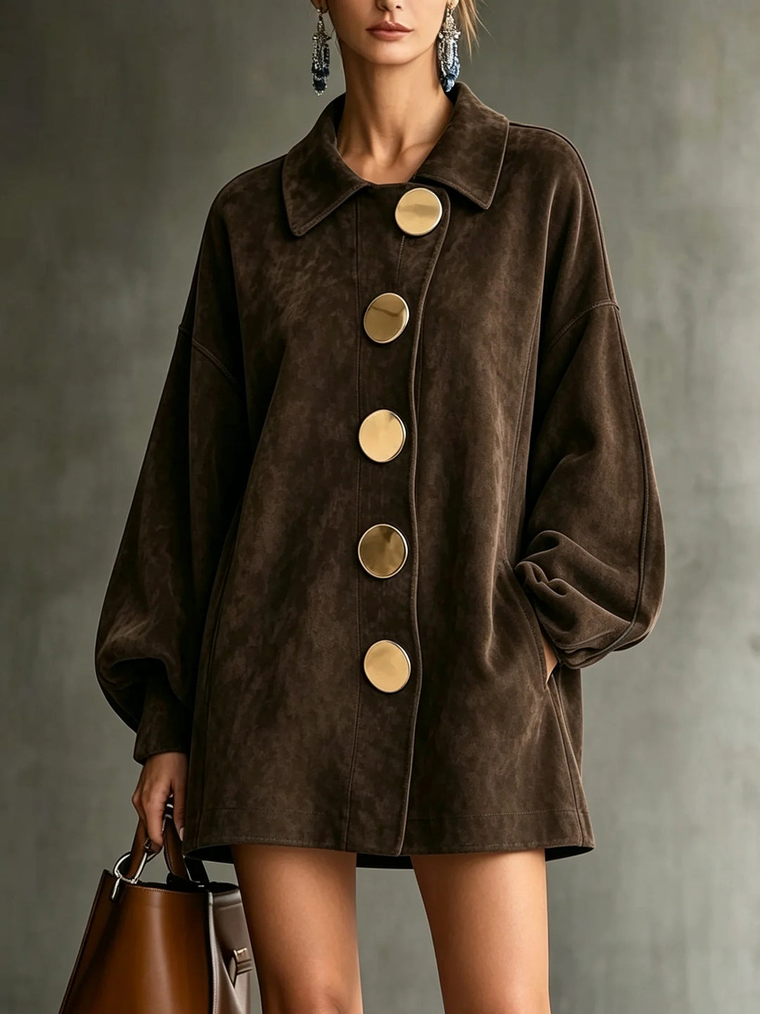 Margot Suede-Look Button Jacket