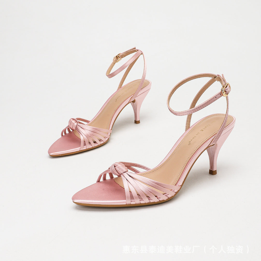 Elegant Twist-Knot Ankle Strap Stiletto Sandals