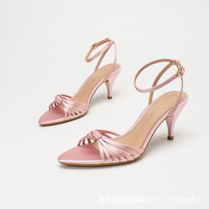 Elegant Twist-Knot Ankle Strap Stiletto Sandals