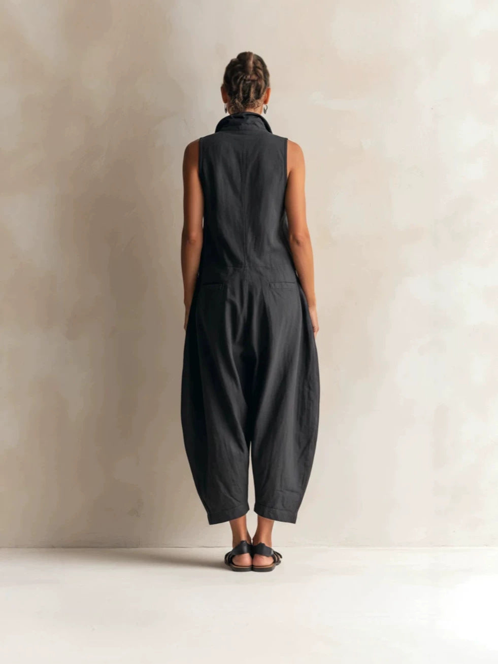 Morvena Collared Casual Cargo Jumpsuit