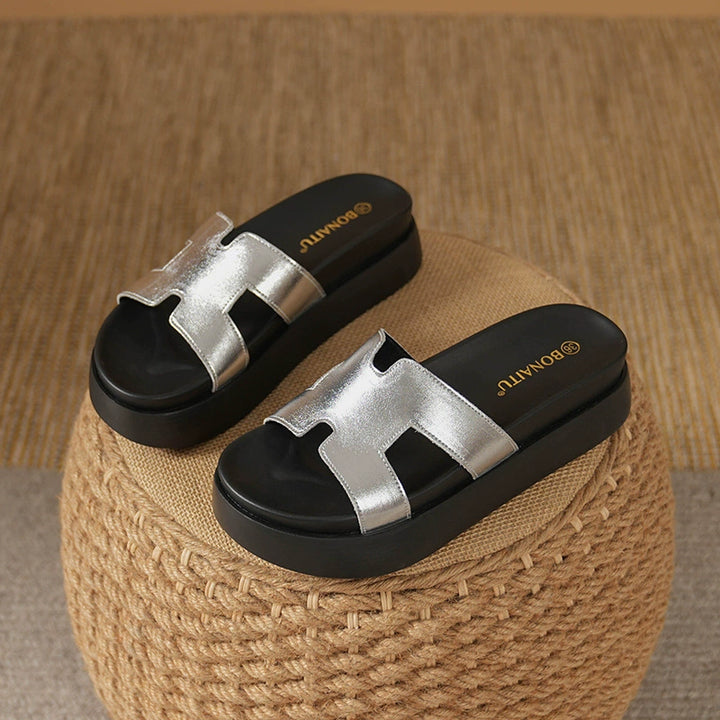 Talia Platform Leather Slide Sandals