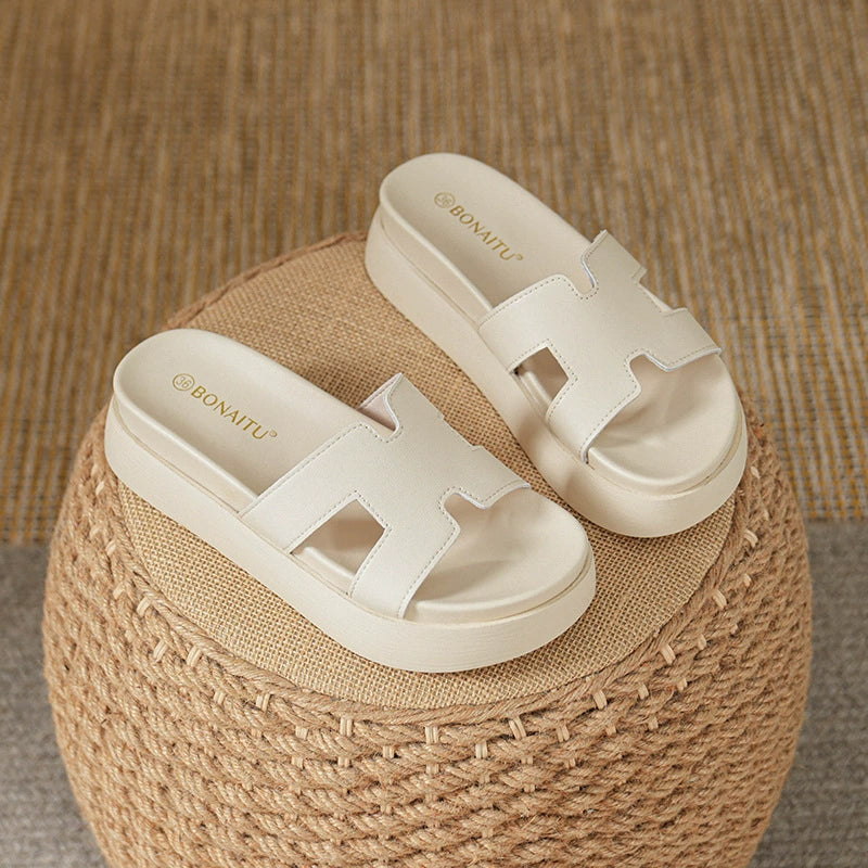 Talia Platform Leather Slide Sandals