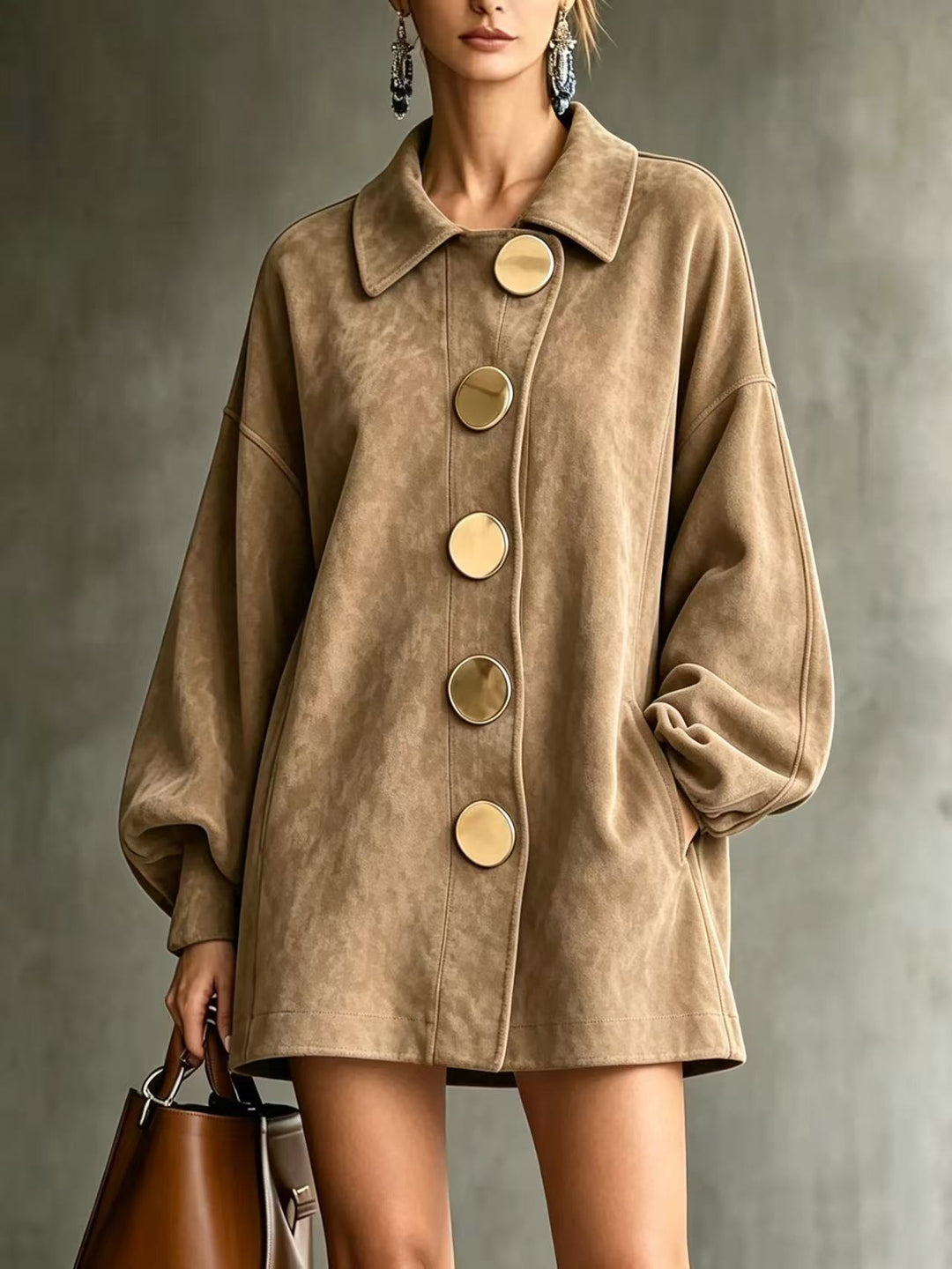 Margot Suede-Look Button Jacket