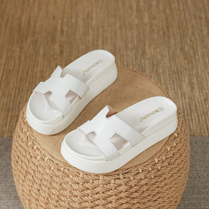 Talia Platform Leather Slide Sandals