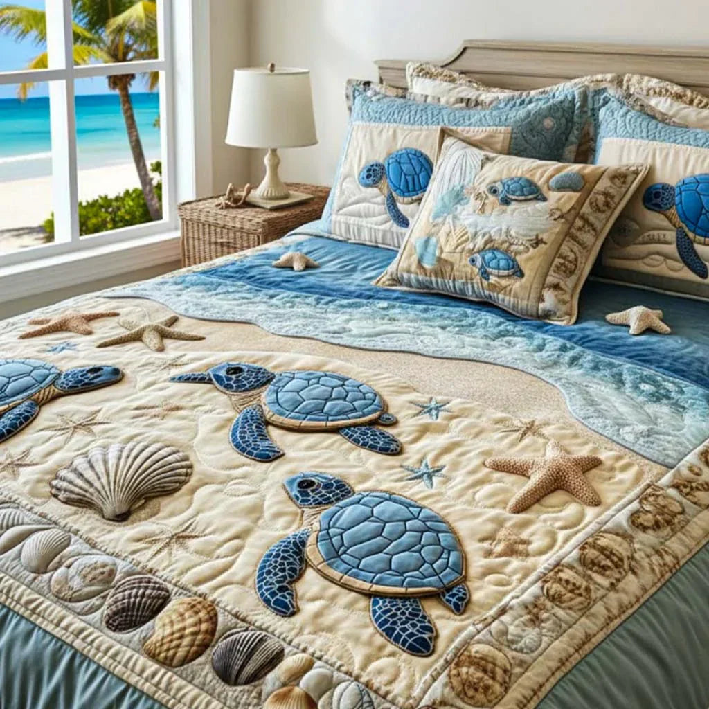 Sea Turtles 3-Piece Quilted Bedding Set