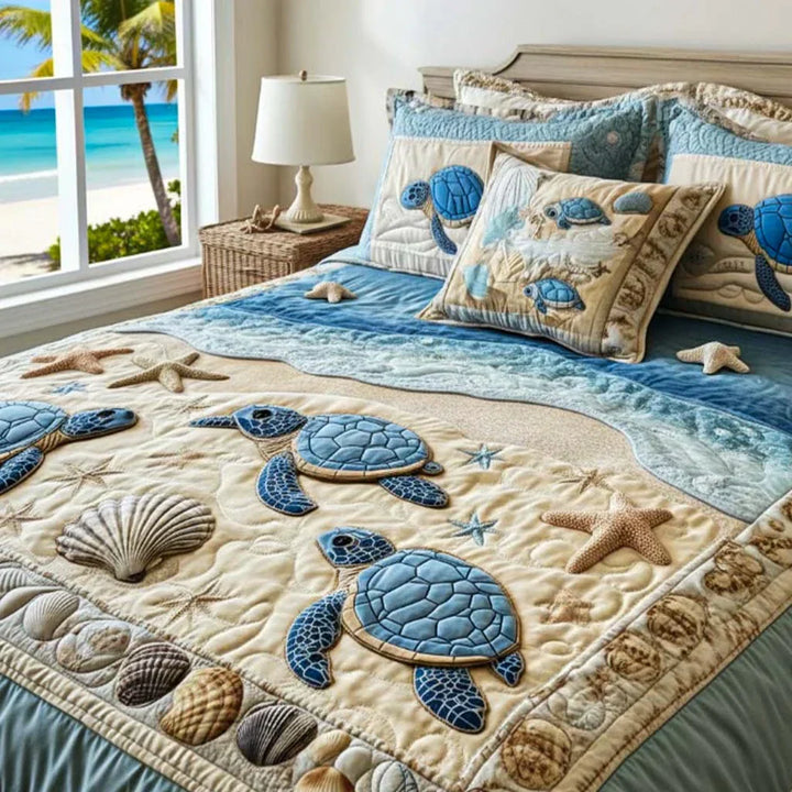 Sea Turtles 3-Piece Quilted Bedding Set