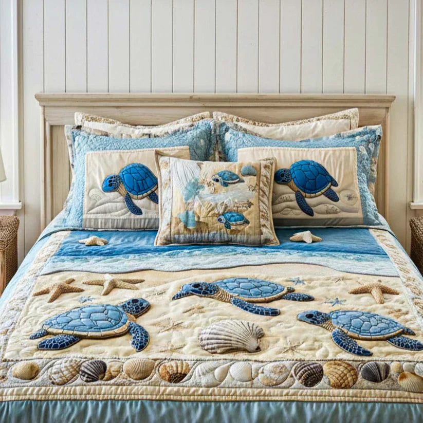 Sea Turtles 3-Piece Quilted Bedding Set