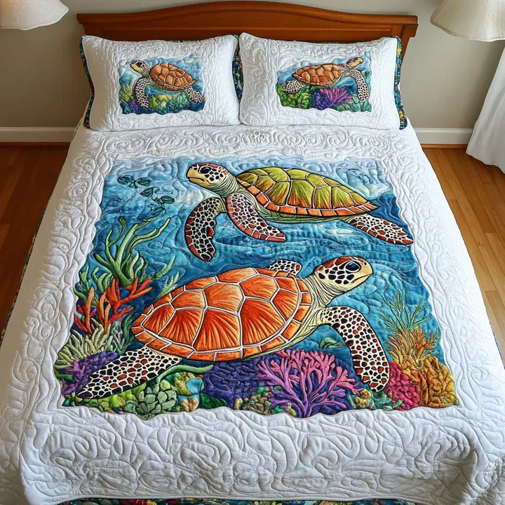 Ocean Waves 3-Piece Quilted Bedding Set