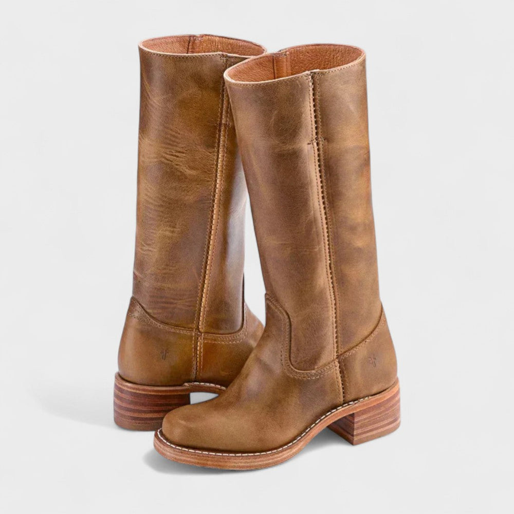Rhonda Leather Tall Boots – Light Brown
