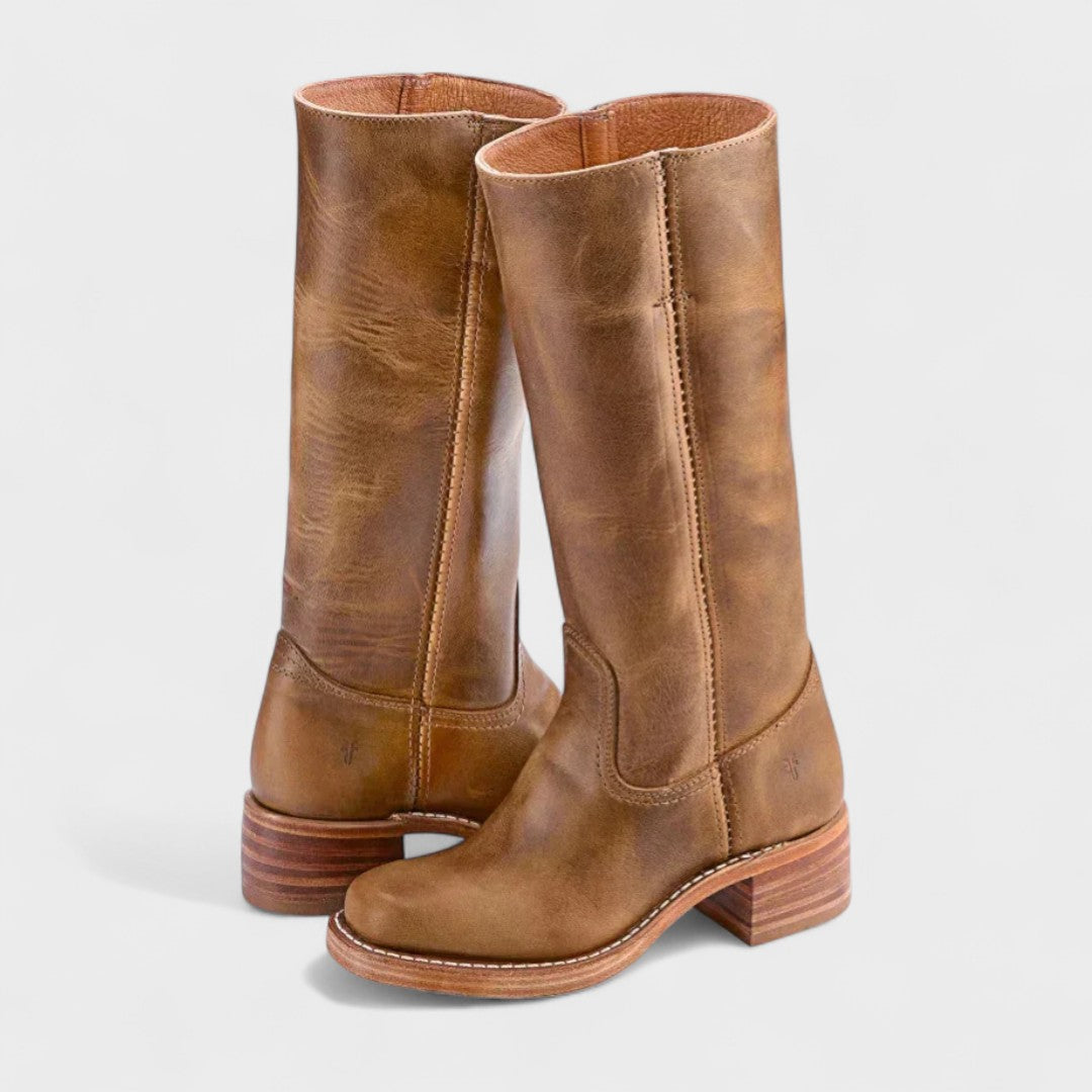 Rhonda Leather Tall Boots – Light Brown