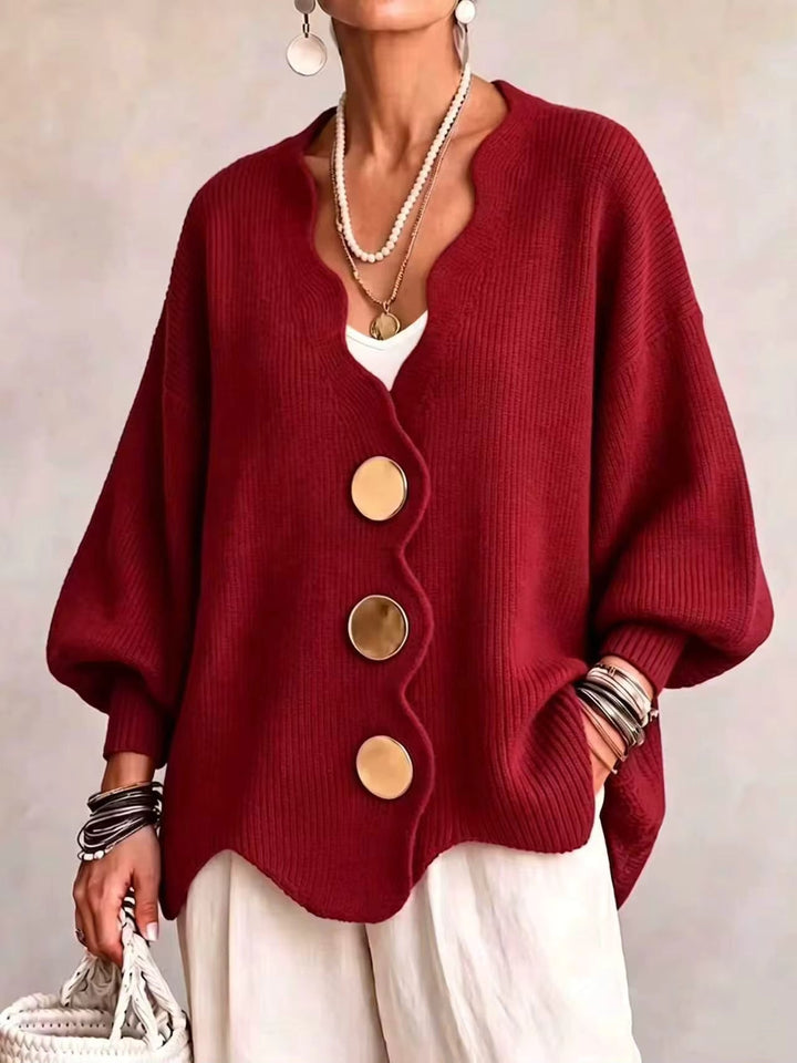 Madison Scalloped Button Knit Cardigan