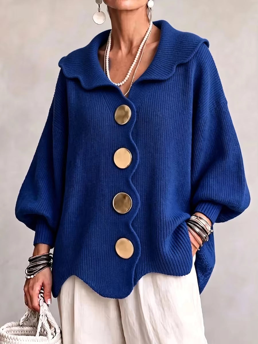 Elara Ribbed Knit Button Cardigan