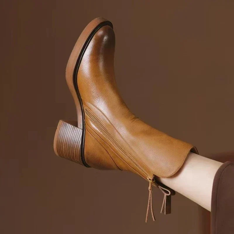 Selene Leather Ankle Boots – Brown