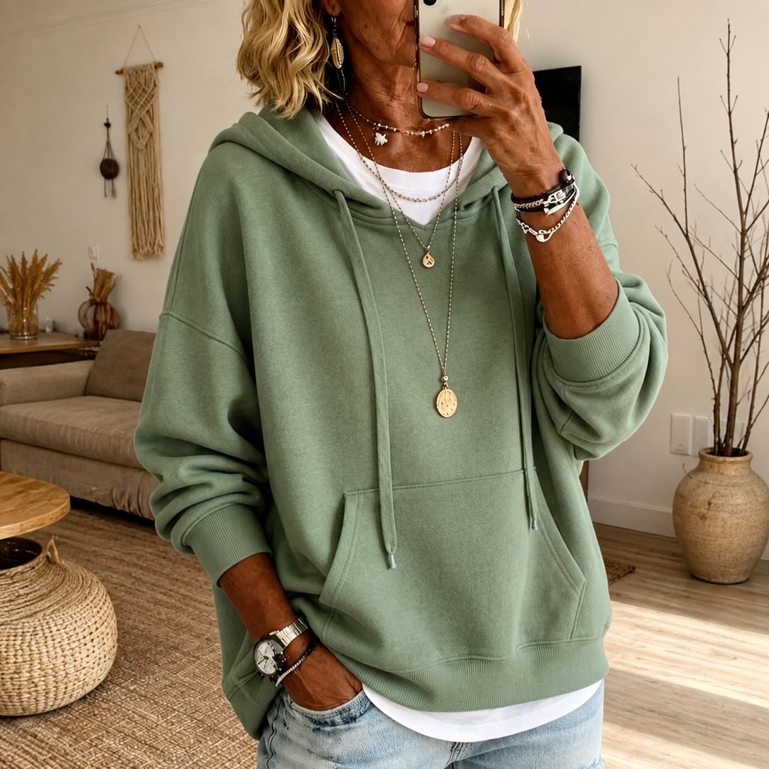 Amandine Oversized Hooded Sweater – Sage Green