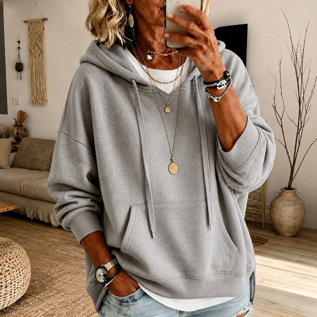 Elaijah Oversized Hooded Sweater – Light Grey