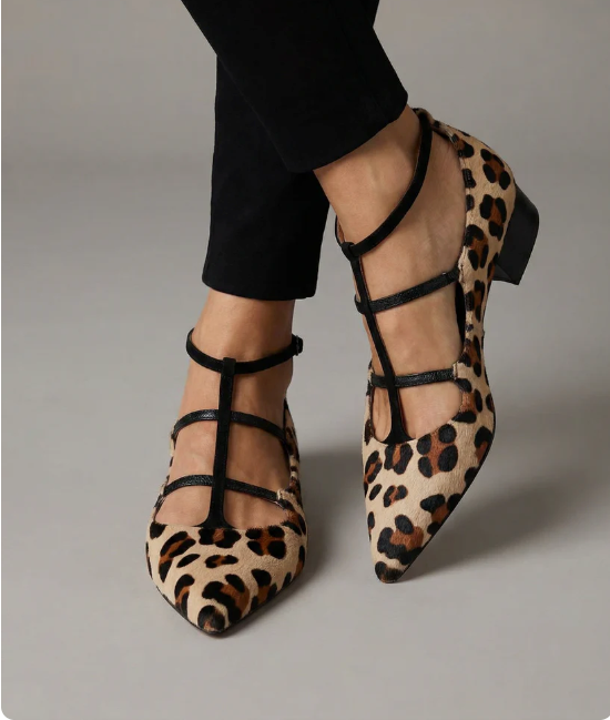 Vivienne – Leopard Strap Ballet Heels