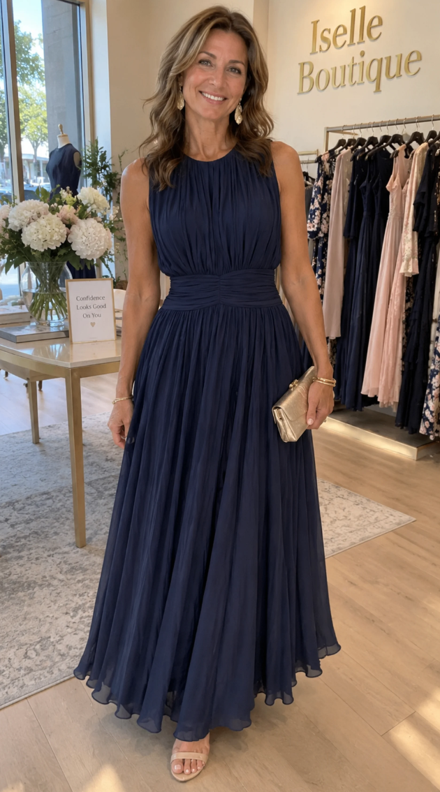 Iselle | Roxanne Ruched Waist Sleeveless Maxi Dress