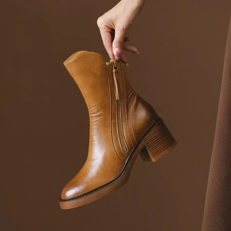 Selene Leather Ankle Boots – Brown
