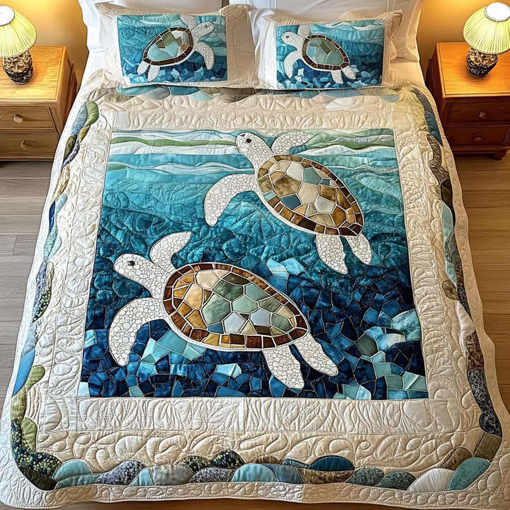 Ocean Waves 3-Piece Quilted Bedding Set