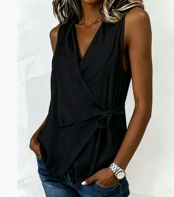 Loretta – Sleeveless Wrap Blouse