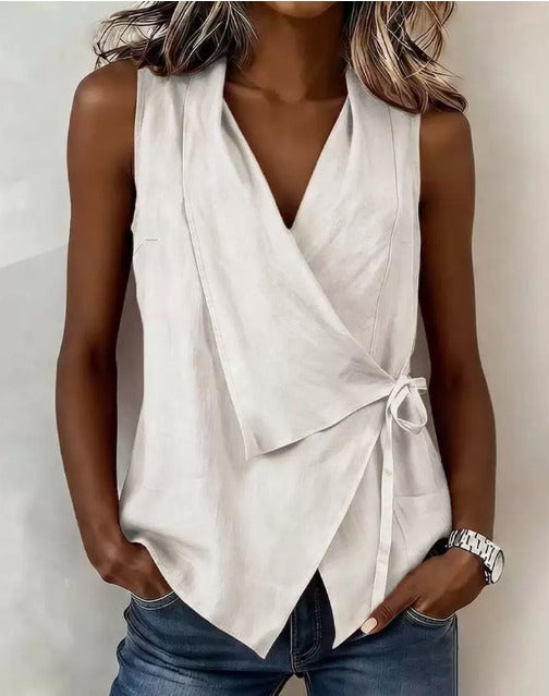 Loretta – Sleeveless Wrap Blouse