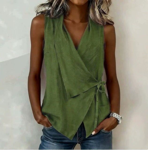 Loretta – Sleeveless Wrap Blouse
