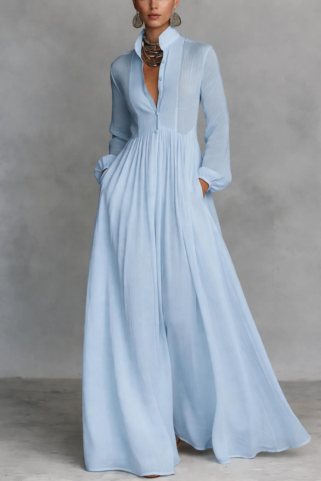 Fizza Flowing Button-Front Maxi Dress