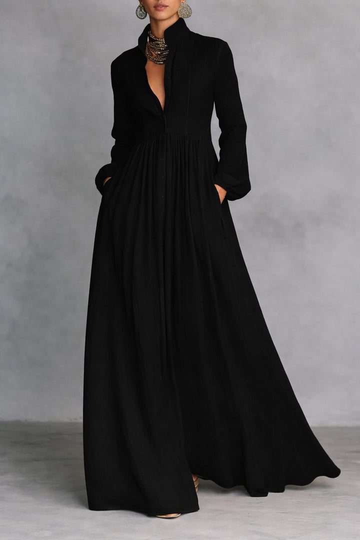 Fizza Flowing Button-Front Maxi Dress